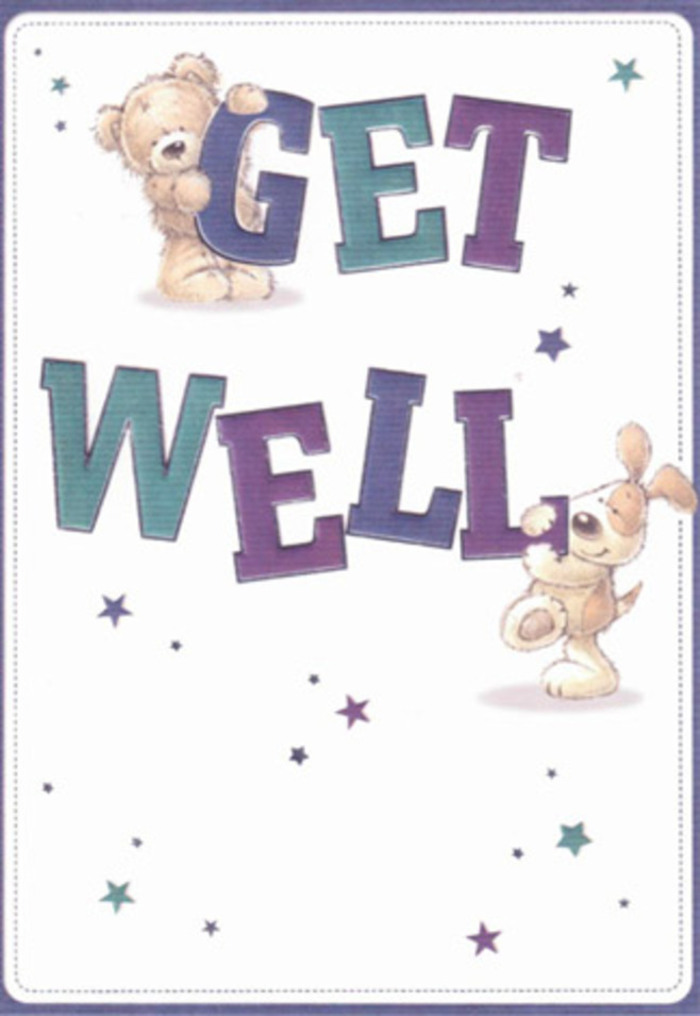 Bearing the gentle charm of Richmond upon Thames, this get well card paints a heartwarming scene where a cheerful teddy bear and a lively puppy orchestrate a symphony of recovery wishes. Their forms, soft and inviting, are rendered with an attention to texture that gives the card a comforting tactility-imagine the downy fur of the bear or the puppy's floppy, velour-like ears. Around them, an array of whimsical stars in purples and cool aquas seem to orbit, as though catching a playful breeze from the Thames itself. The bold, artfully shaded 'Get Well' lettering forms the keystone of the composition, anchoring everything in a sense of hope and encouragement. The blend of indigo and teal recalls the gentle shifts of river light across local gardens and meadows. Each brushstroke offers a reminder of the care that goes into every bouquet arranged in Richmond, every thoughtful gesture extended to neighbors. The atmosphere is clear and light, vivid as a spring morning along the towpath, radiating positivity. Sending this card-perhaps delivered with a fragrant bouquet from a trusted florist-becomes a moment of sincere kindness, wrapping the recipient in a cocoon of optimistic, creative comfort.